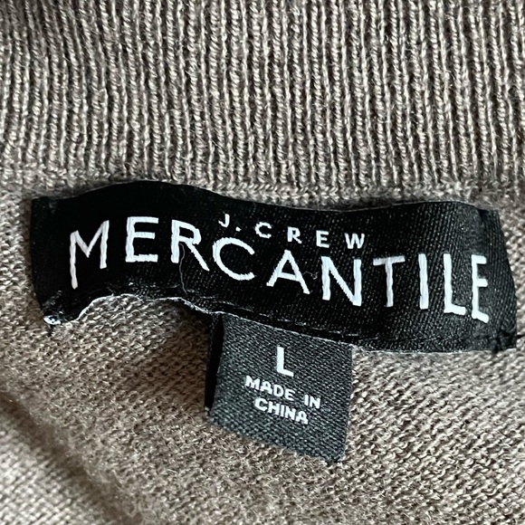 J. Crew MERCANTILE Men's brown tan Zip Mock-Neck Sweater NORMCORE Size: Large - Picture 2 of 7
